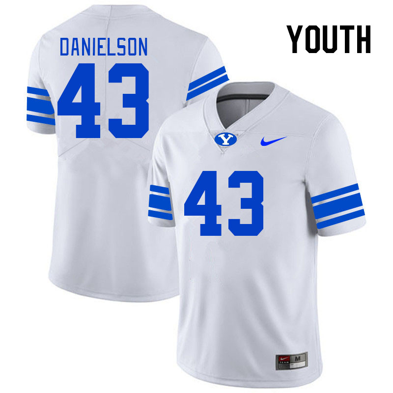 Youth #43 Naseri Danielson BYU Cougars College Football Jerseys Stitched Sale-White